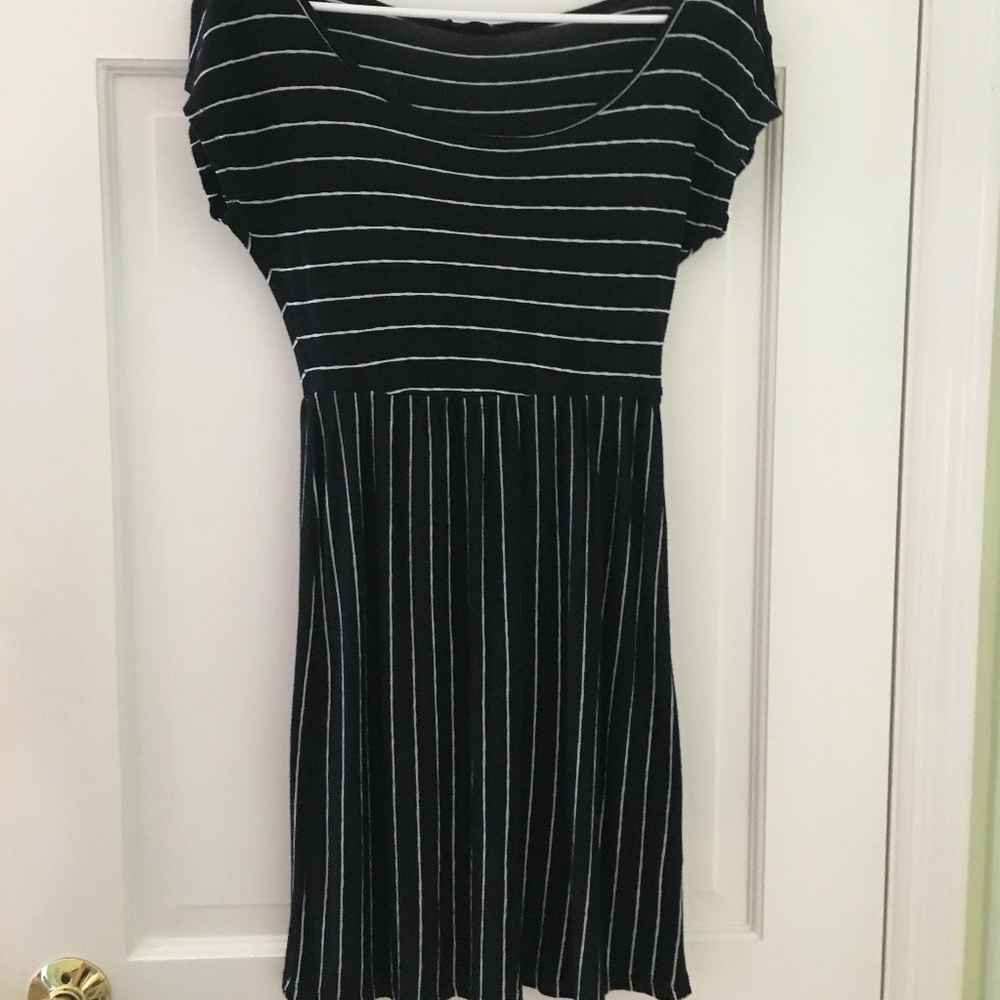 Edge Black and White Striped Dress